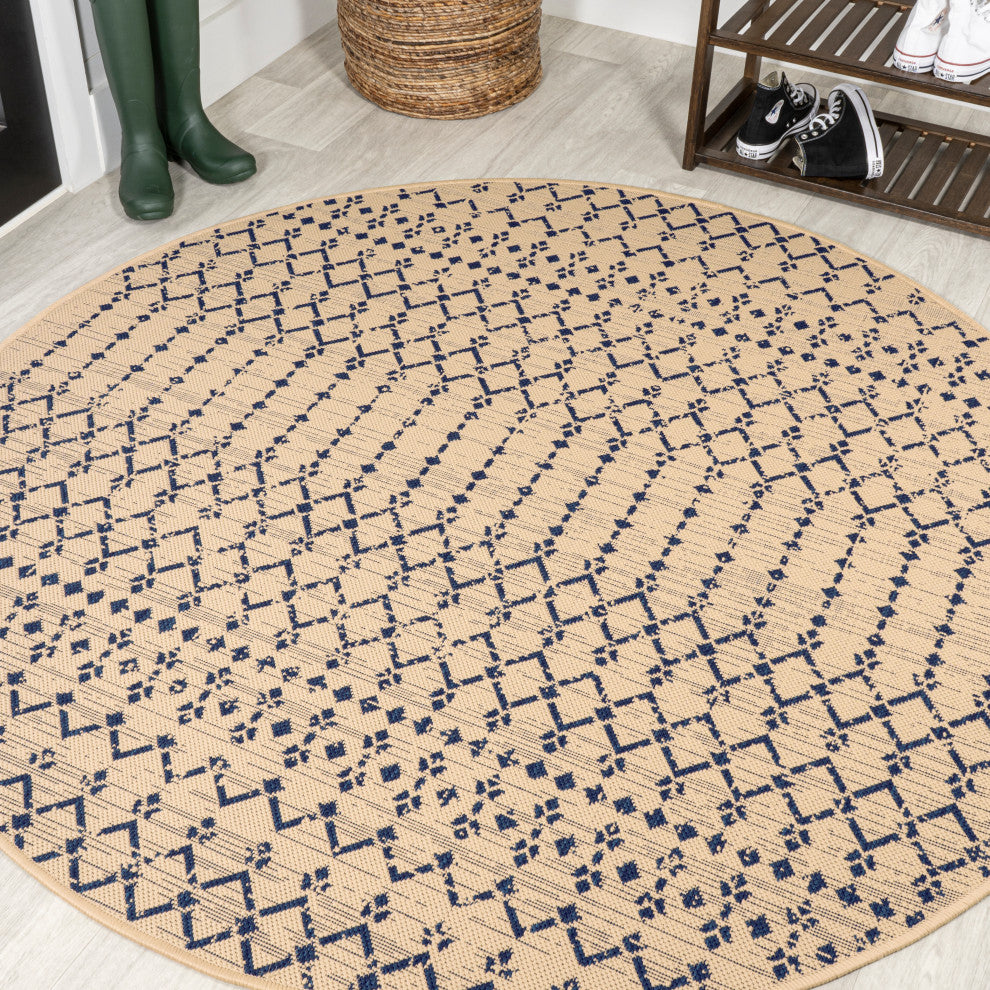 Ourika Moroccan Geometric Textured Weave Indoor/Outdoor Area Rug