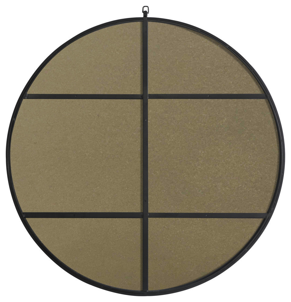 Home Living Metal Frame Round Mirror With Decorative Hook, 36", Black