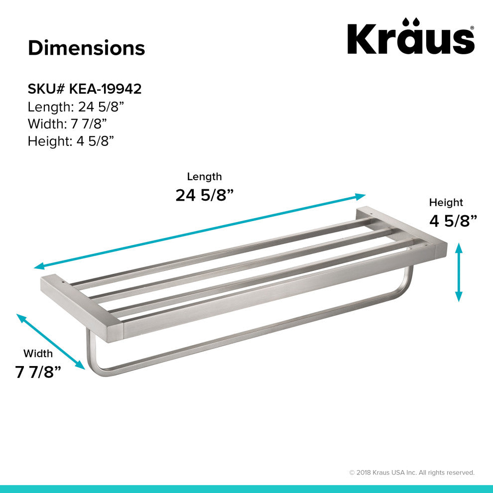 Stelios Bathroom Shelf with Towel Bar, Brushed Nickel