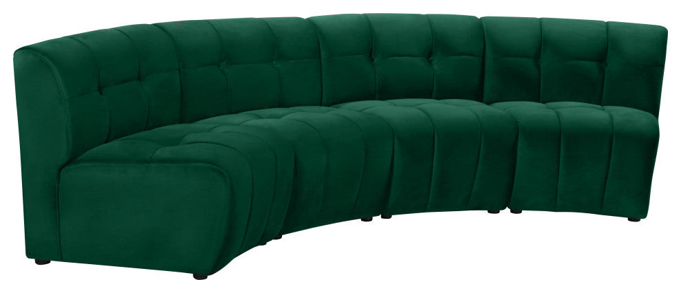 Limitless Velvet Upholstered 4-Piece Modular Sectional, Green