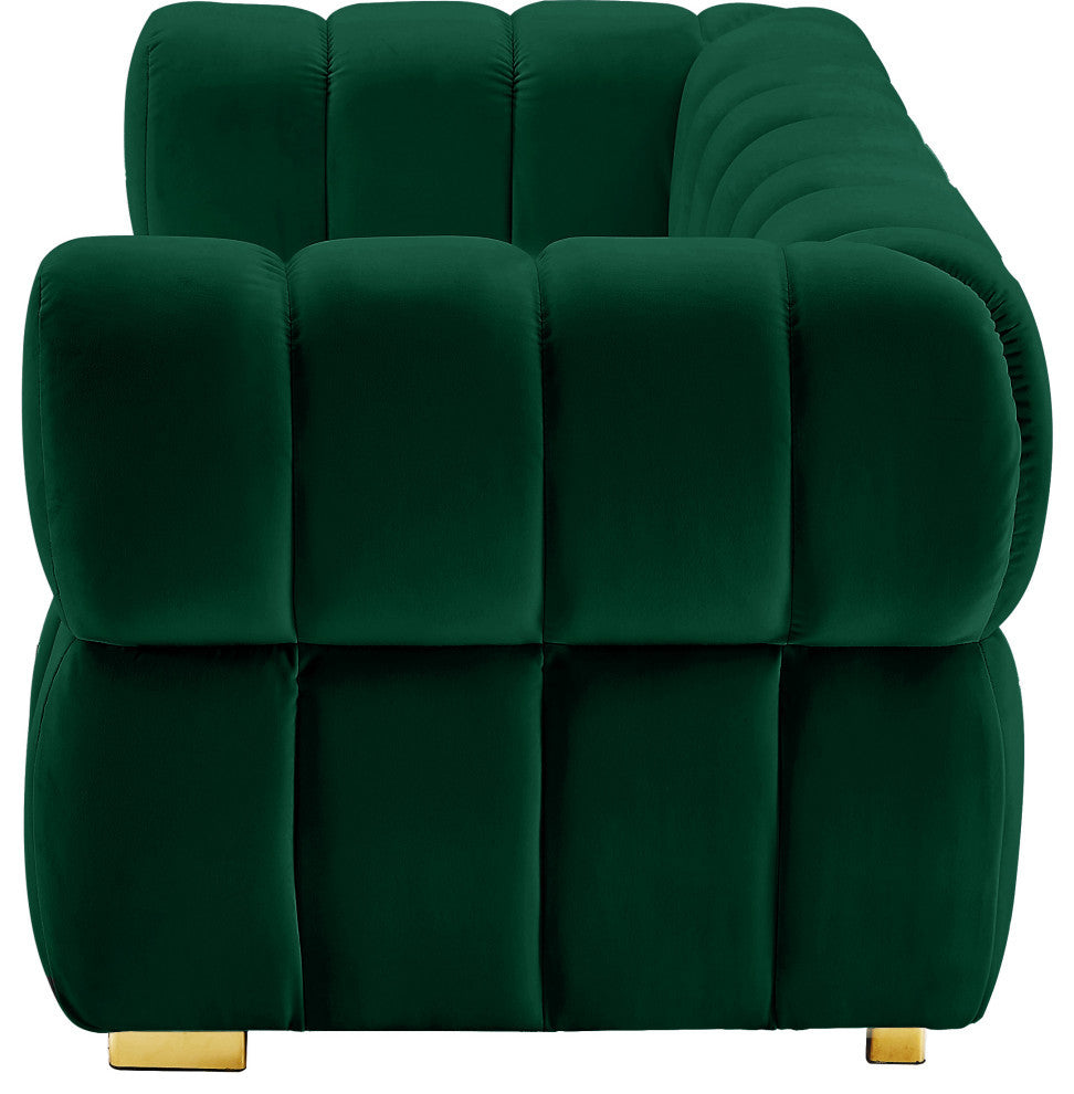 Gwen Velvet Upholstered Chair, Green, Loveseat