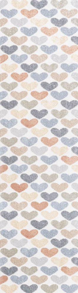 Dila Modern Hearts Machine-Washable Area Rug, 2 X 8