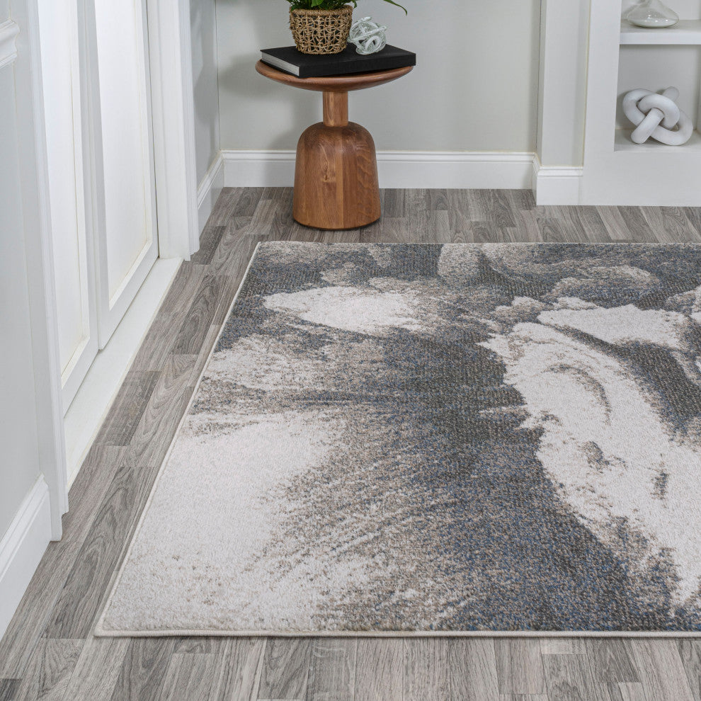 Petalo Abstract Two-Tone Modern Gray/Cream 5 ft. x 8 ft. Area Rug