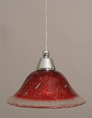 Cord Mini Pendant, Chrome/Raspberry Crystal