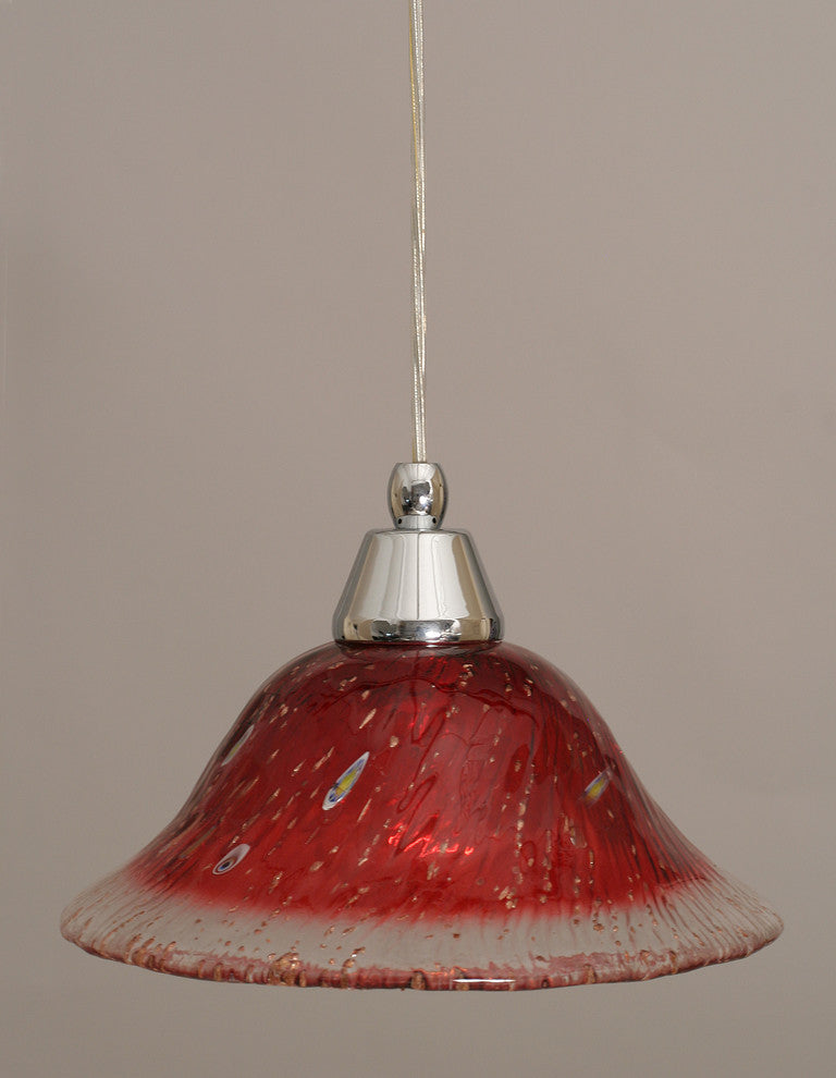 Cord Mini Pendant, Chrome/Raspberry Crystal