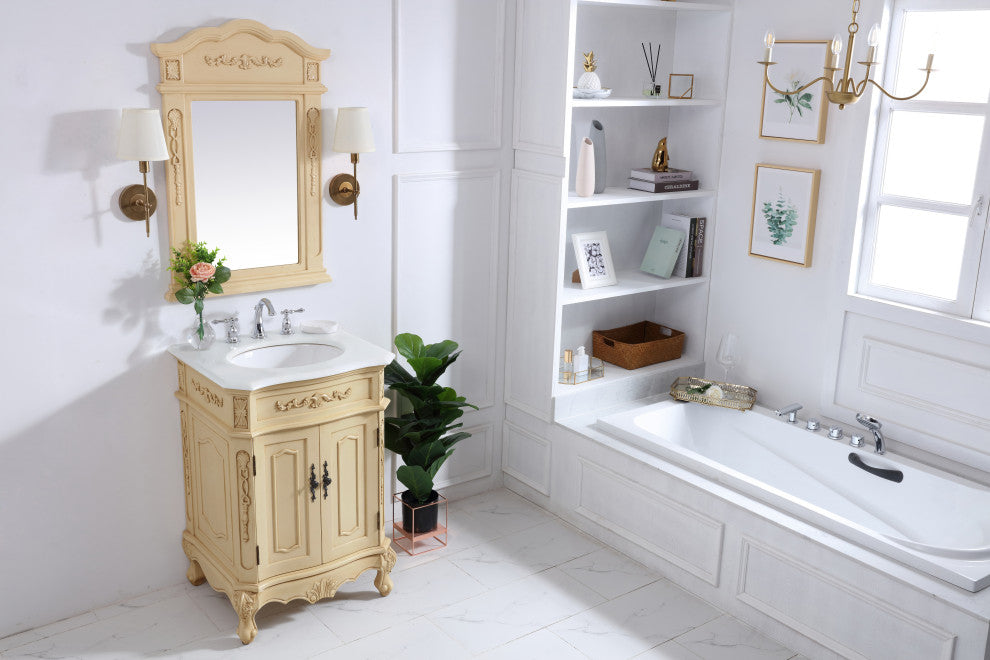 Bathroom Vanity, Light Antique Beige, 24", Single Sink