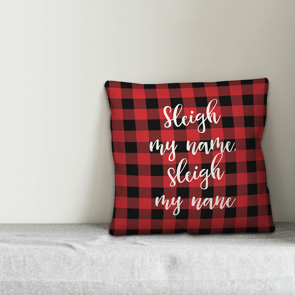 Sleigh My Name, Buffalo Check Plaid 18x18 Throw Pillow