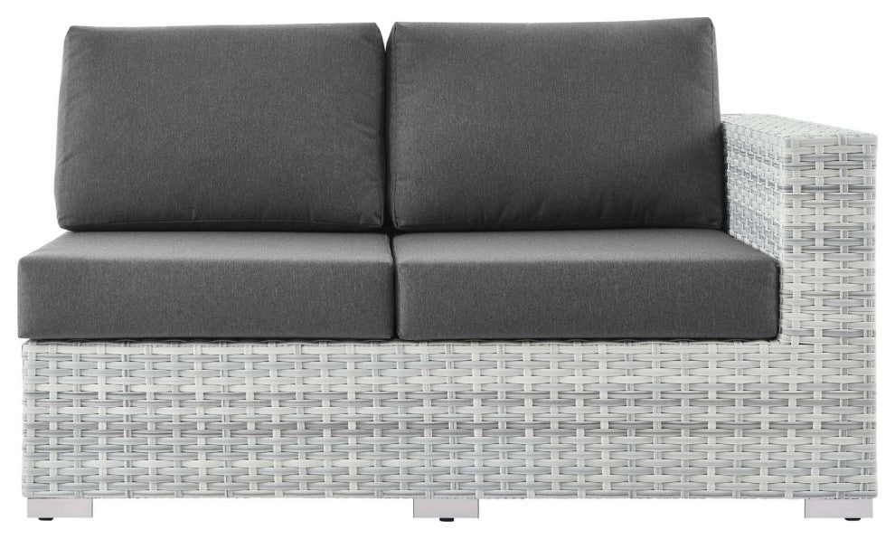 Lounge Loveseat Sofa, Rattan, Wicker, Gray, Modern, Outdoor Patio Bistro