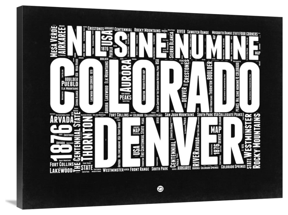 "Colorado Black and White Map" Fine Art Print