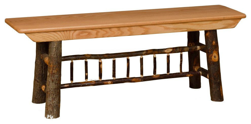 Hickory Log Farm Bench, Hickory & Oak, 5 Foot