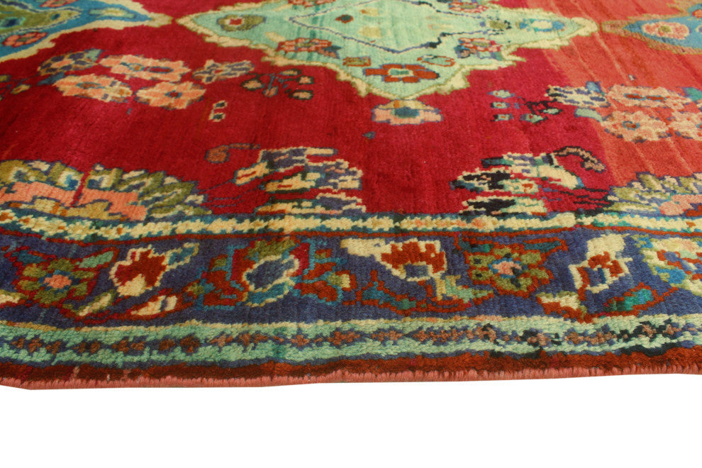 Fine Vintage Distressed Kyleigh Red/Blue Runner, 3'7x10'11