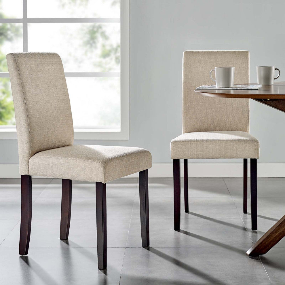 Side Dining Chair, Set of 2, Beige, Fabric, Modern, Cafe Bistro Hospitality