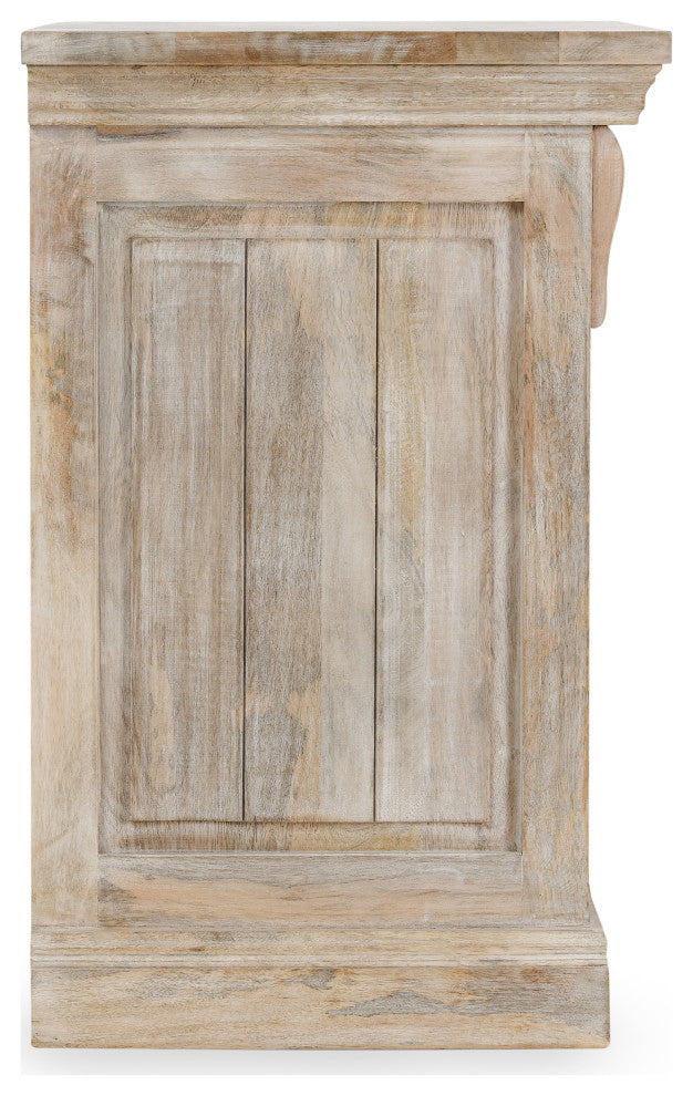 Adelaide Three-Door Mango Wood Nightstand, Whitewash