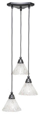 Europa 3-Light Cluster Pendalier, Matte Black/Italian Ice