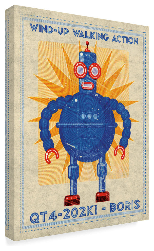 John W. Golden 'Boris Box Art Robot' Canvas Art, 19"x14"