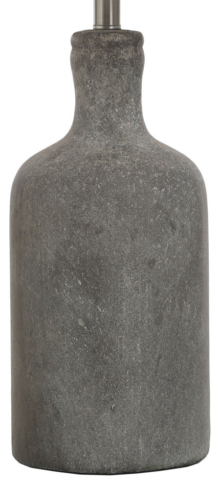 Olney, Textured Concrete Table Lamp with Drum Shade, Multi-Color Dark Gray