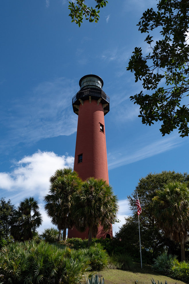 Jupiter Lighthouse 2 Color Coastal Landscape Canvas Wall Art Print, 16" X 20"