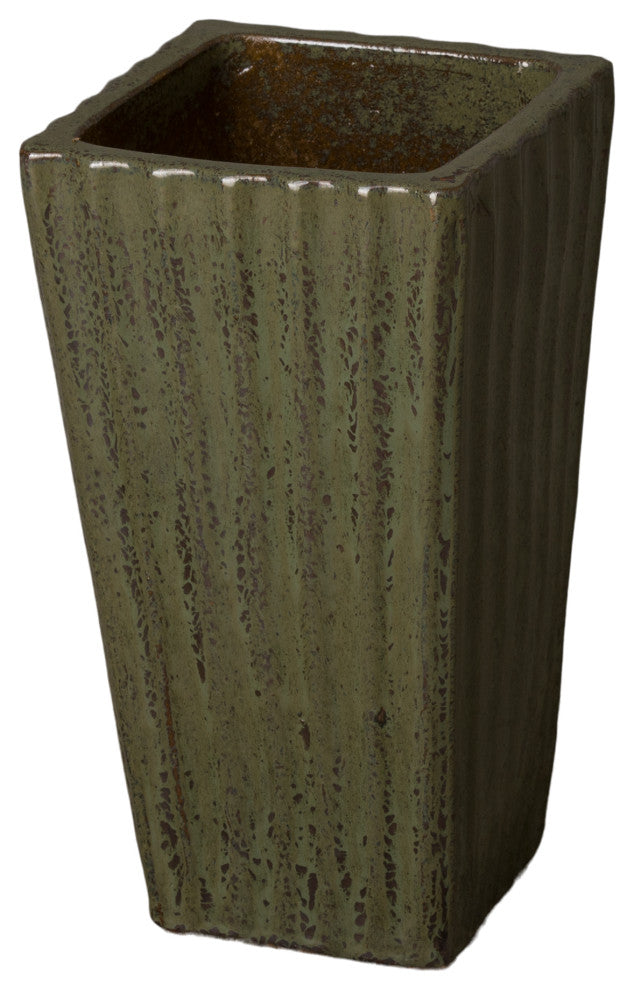 Metallic Green Square Ceramic Planter