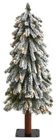 3' Flocked Grand Alpine Faux Xmas Tree W/Lights & Bendable Branches