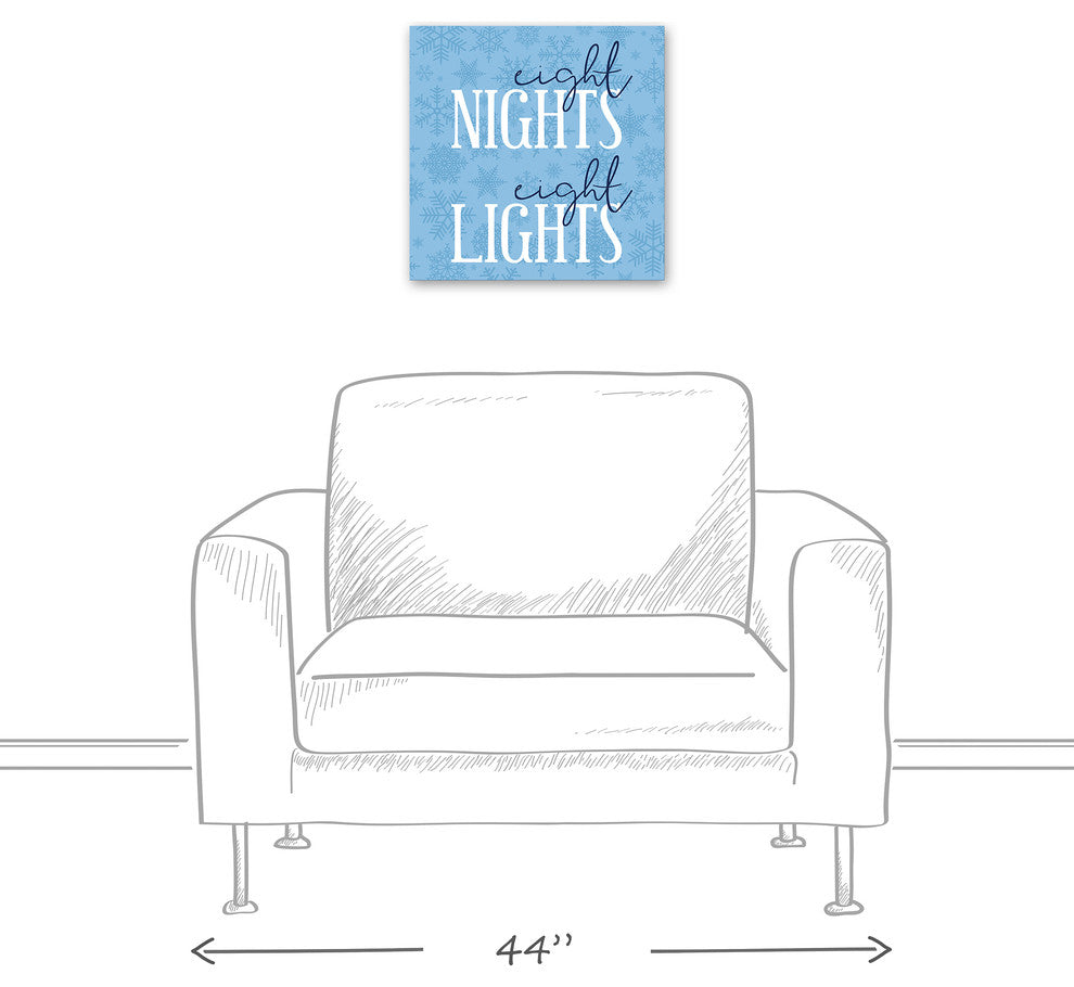 Eight Nights Eight Lights Canvas Wall Art, 16"x16"