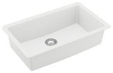 Karran QU-812 Undermount 32.5" Large Single Bowl Quartz Sink Kit, White