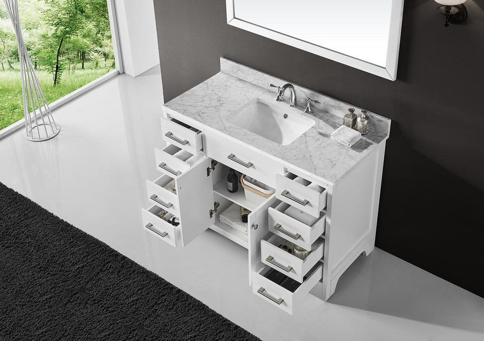 48" Single Sink Bathroom Vanity With Carrara Marble Top