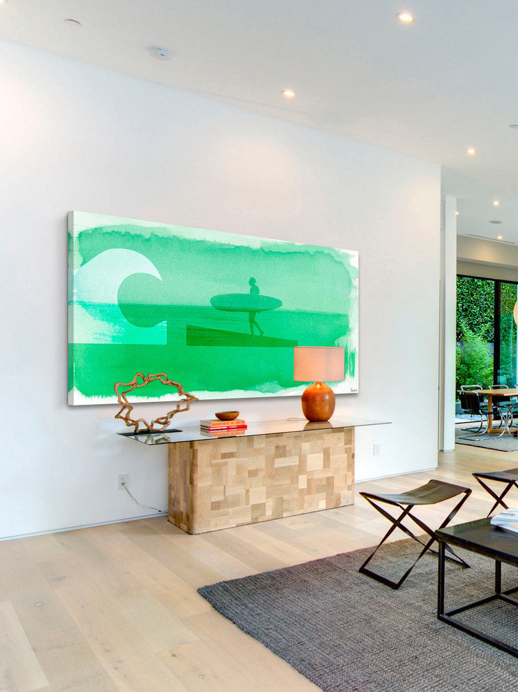 "Cali Surfer" Painting Print on Wrapped Canvas, 60"x30