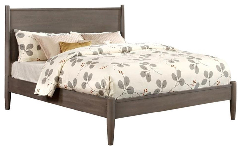 Furniture of America Belkor Solid Wood King Platform Bed in Gray