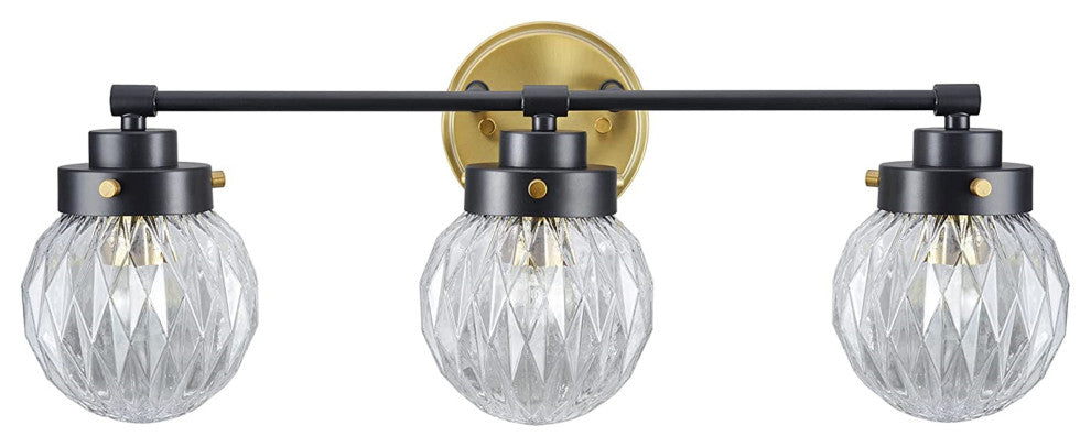 Aspen Creative 62277, Bathroom Vanity 3 Lights Fixture, Gold/Black