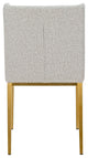 Modrest Mimi Modern Light Grey Fabric, Antique Brass Dining Chair, Set of 2