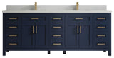 Cambridge 84 Double Sink Bath Vanity in Hale Navy Blue 2" Carrara Quartz