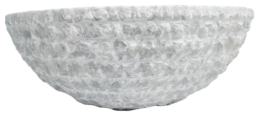 Handmade Marble Onyx Bathroom Sink, 16"�, Round Vessel Sink, Textured, Gray