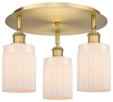 Hadley-3 Light 16" Flush Mount-Brushed Brass, Matte White Glass Shade