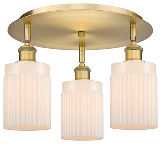 Hadley-3 Light 16" Flush Mount-Brushed Brass, Matte White Glass Shade