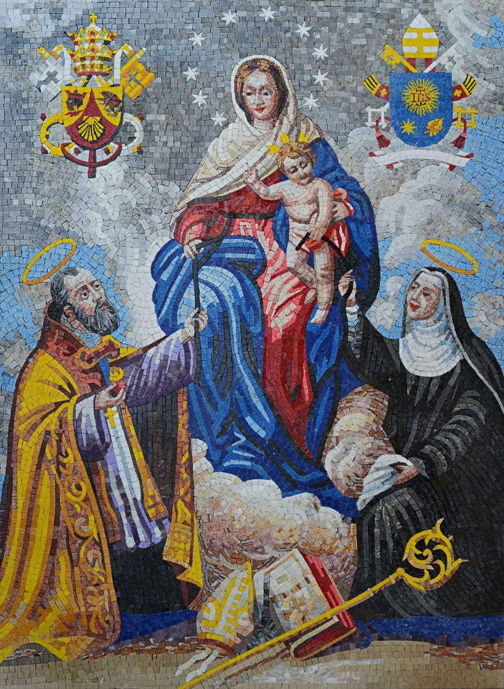 Mosaic Art, Mother of Consolation With St. Austin, 46"x61"