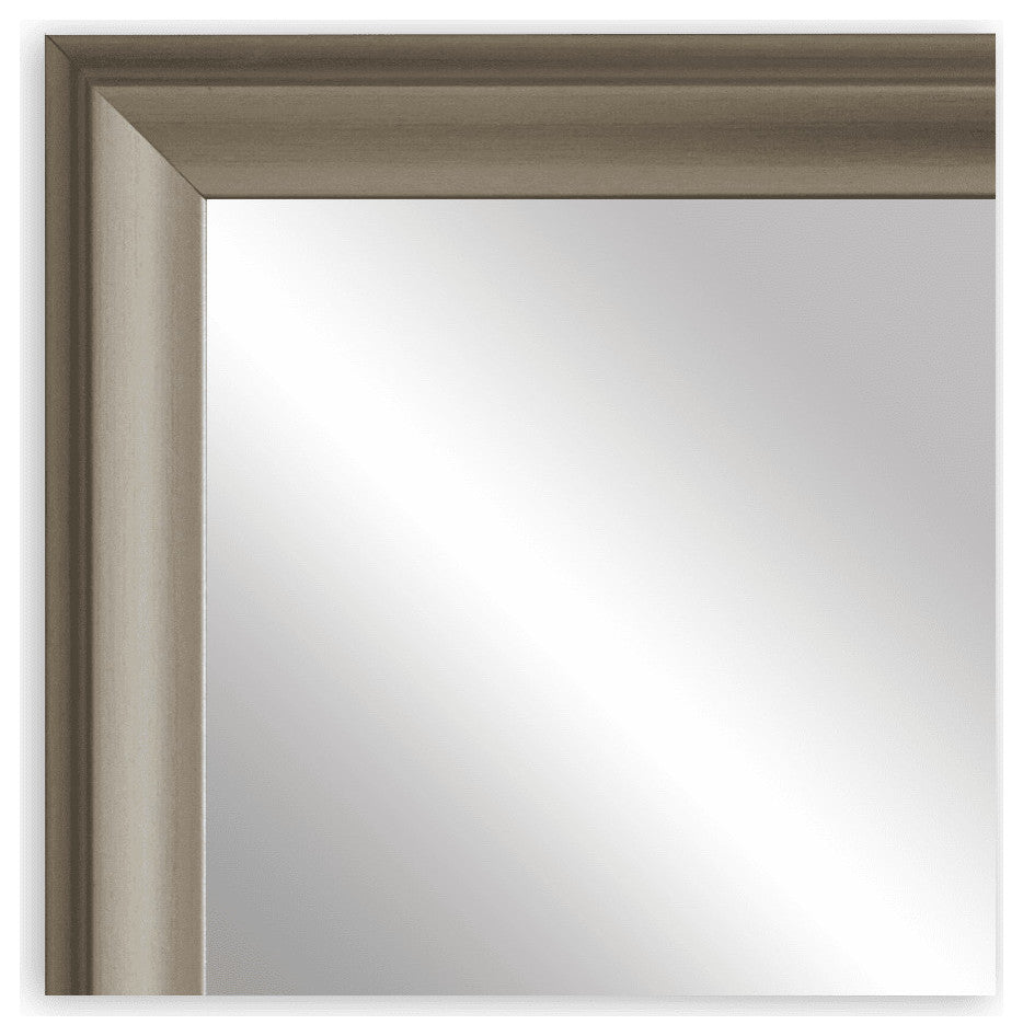 Woodford Framed Wall Mirror, Nickel, 28" X 54"