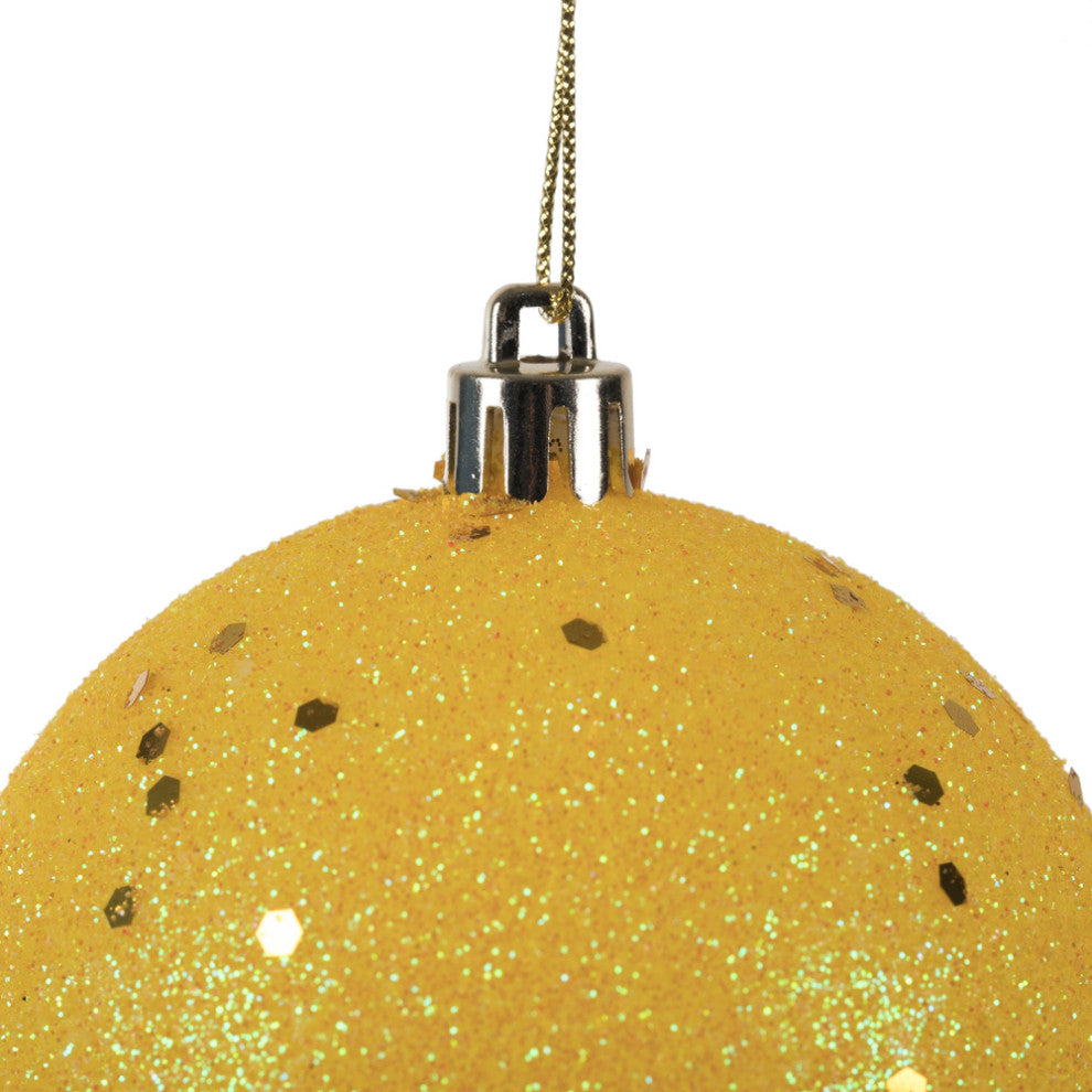 Vickerman 3" Yellow 4-Finish Ornament Assortment, 32 Per Box