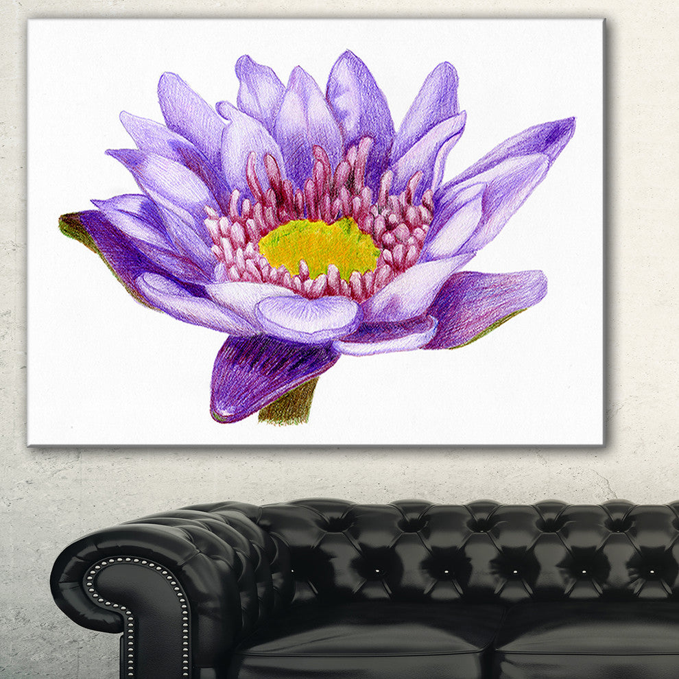 "Hand-Drawn Purple Lotus" Canvas Print, 40"x30"