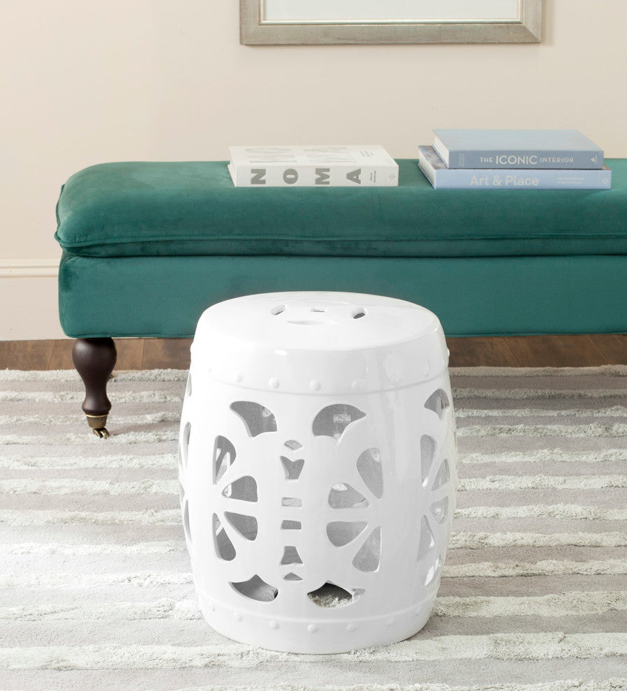 Safavieh Stencil Blossom Garden Stool, Antique White