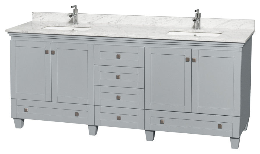 Wyndham WCV800080DOYCMUNSMXX Double Bathroom Vanity with White Carrera Marble To
