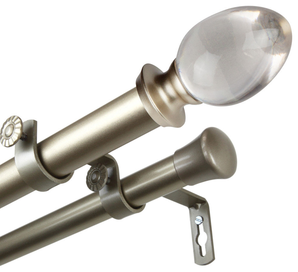 Jaya 1" Double Curtain Rod, Light Gold, 28-48"