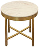 Orlando Carlton Ivory Marble Top Round Side Table on Brass Color Iron Base