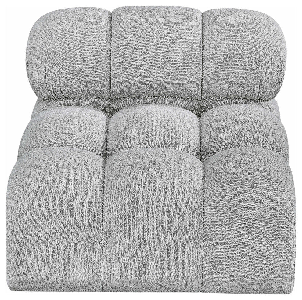 Ames Boucle Fabric Modular Chair, Grey, Armless Chair