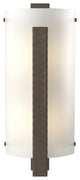 Forged Vertical Bar Sconce, Bronze Finish, White Art Glass