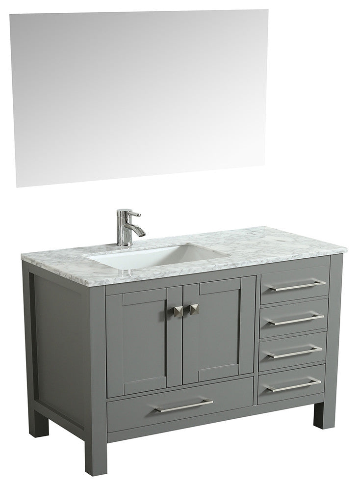 Eviva London 38 in. Transitional Gray  vanity  White Carrara Marble Countertop