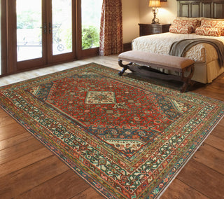 Fine Vintage Distressed Albertin Red/Ivory Rug, 6'8 x 9'10