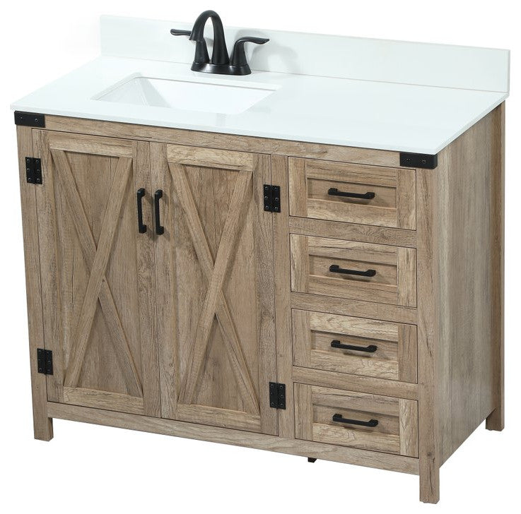 Home Living 19" Farmhouse Natural Oak-Light Bathroom Vanity