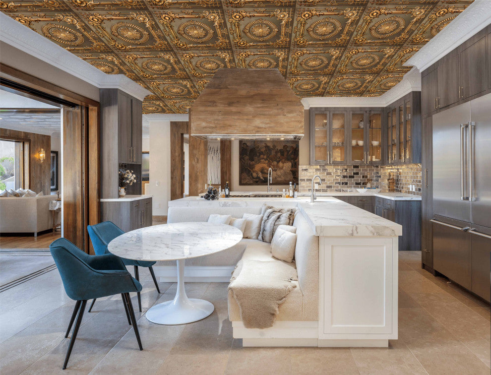 Antique Gold 3D Ceiling Panels, 2'x2', 4 Sq Ft