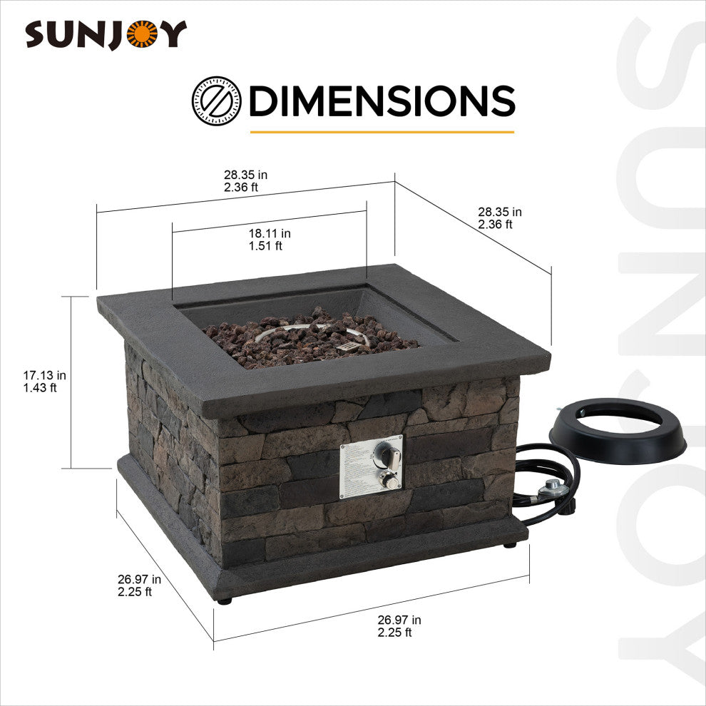 Sunjoy Slate Square LP Firepit