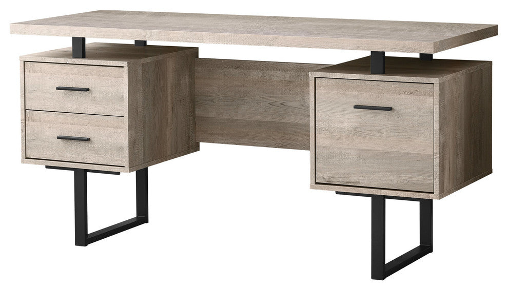 Computer Desk Home Office Laptop Storage Drawers 60"L Work Metal Beige